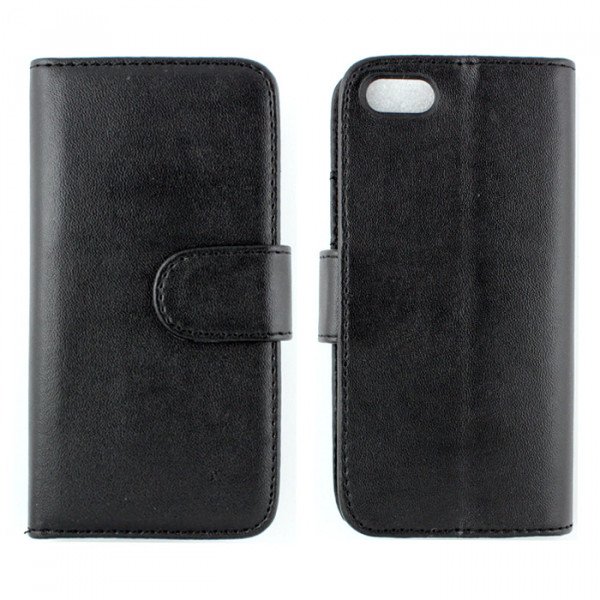 Wholesale iPhone 5 5S Simple Leather Wallet Case with Stand (Black)